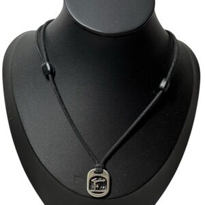 Handmade GYMNAST necklace. Adjustable cord chain. Black silver